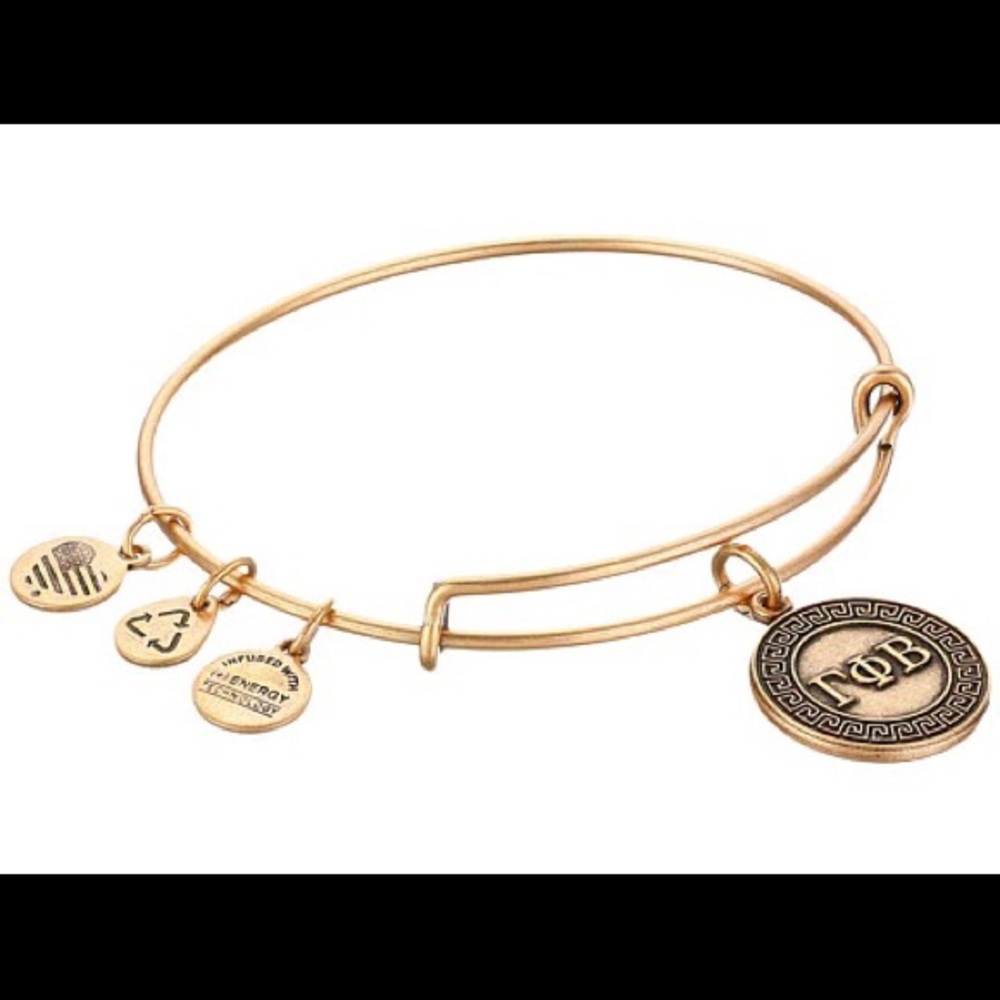 Gold Alex and Ani Gamma Phi Beta charm bracelet